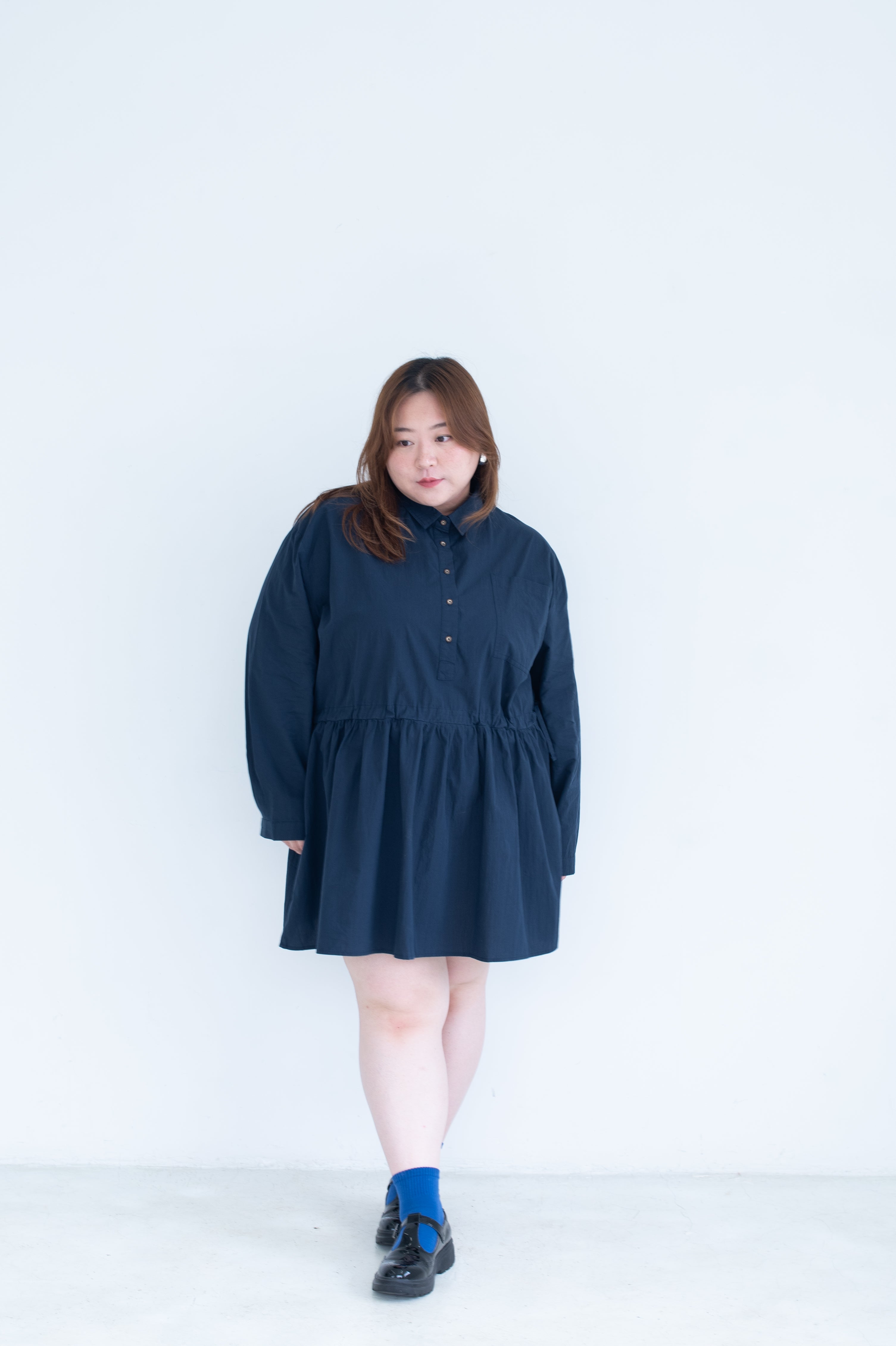 Side Drawstring Shirt Dress