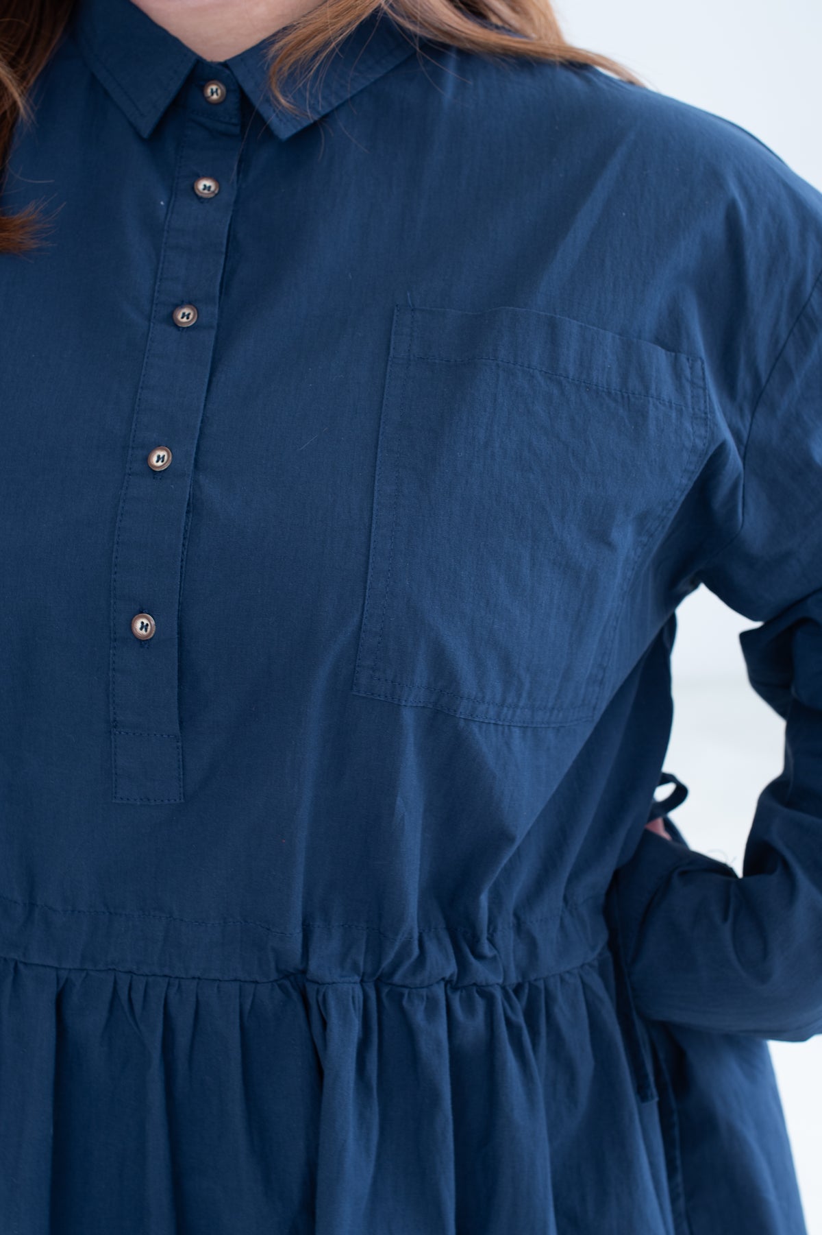 Side Drawstring Shirt Dress