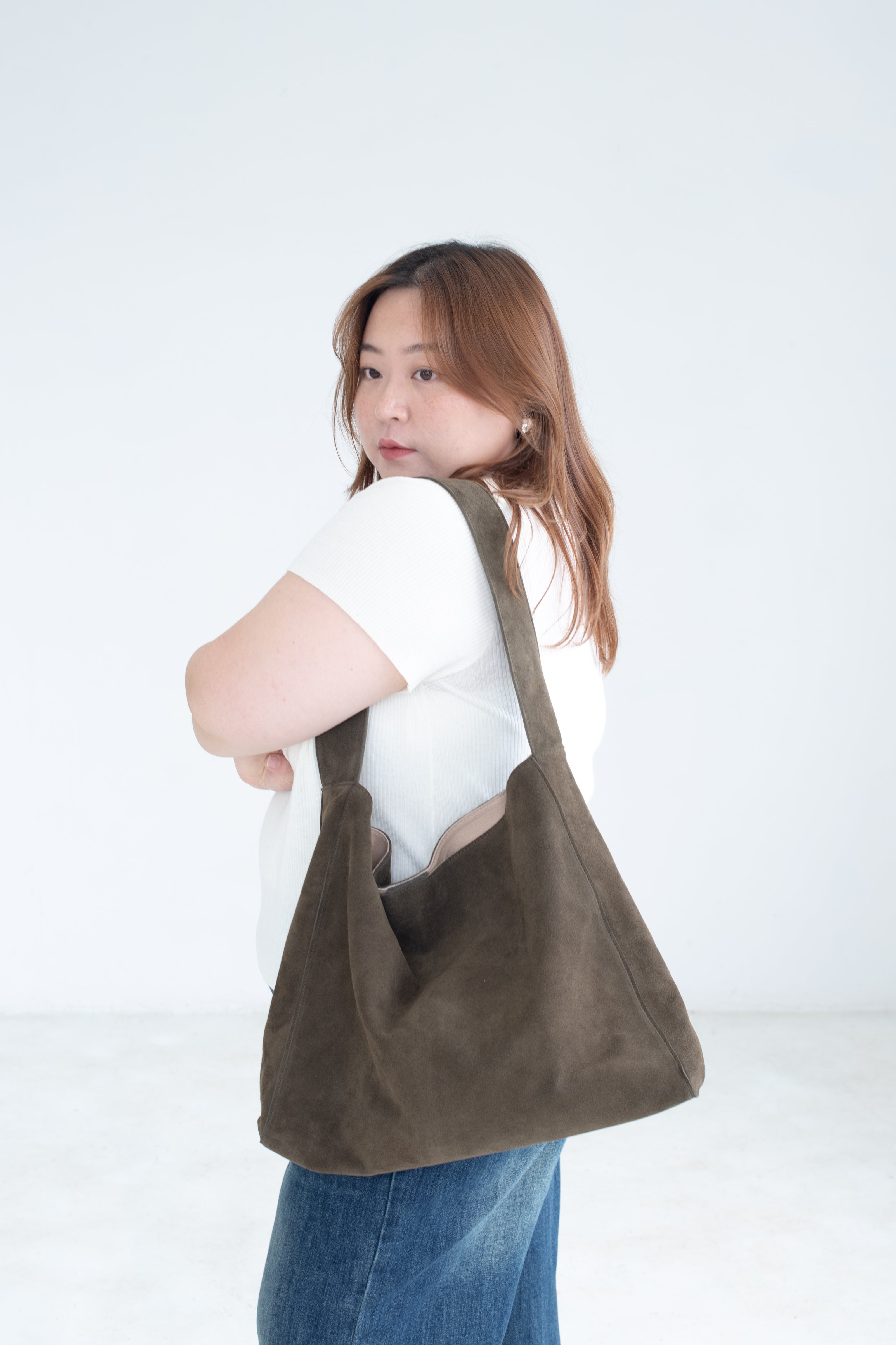 Suede Slouch Bag