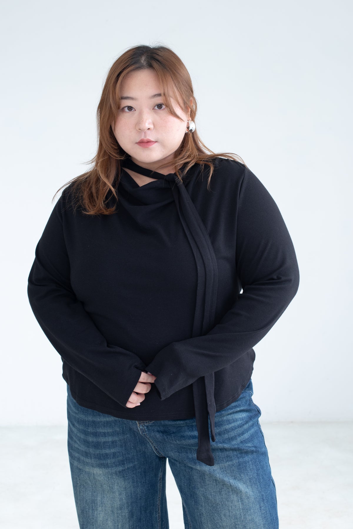 Tie Neck Long Sleeve Top