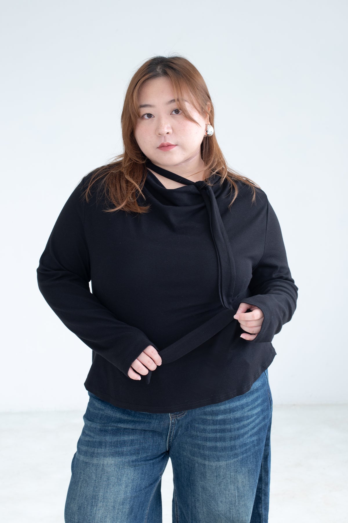 Tie Neck Long Sleeve Top