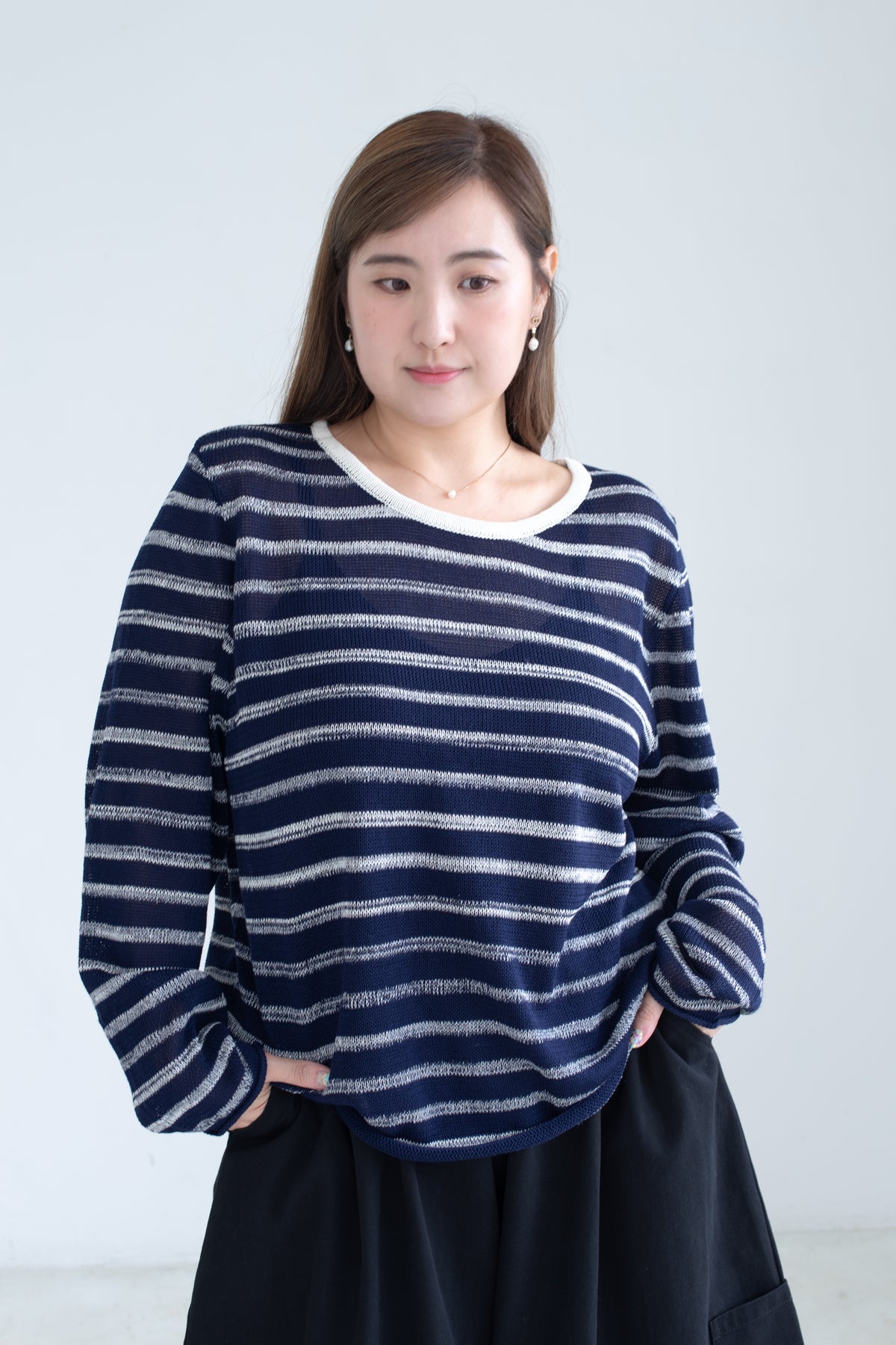 Sheer Striped Knit Top