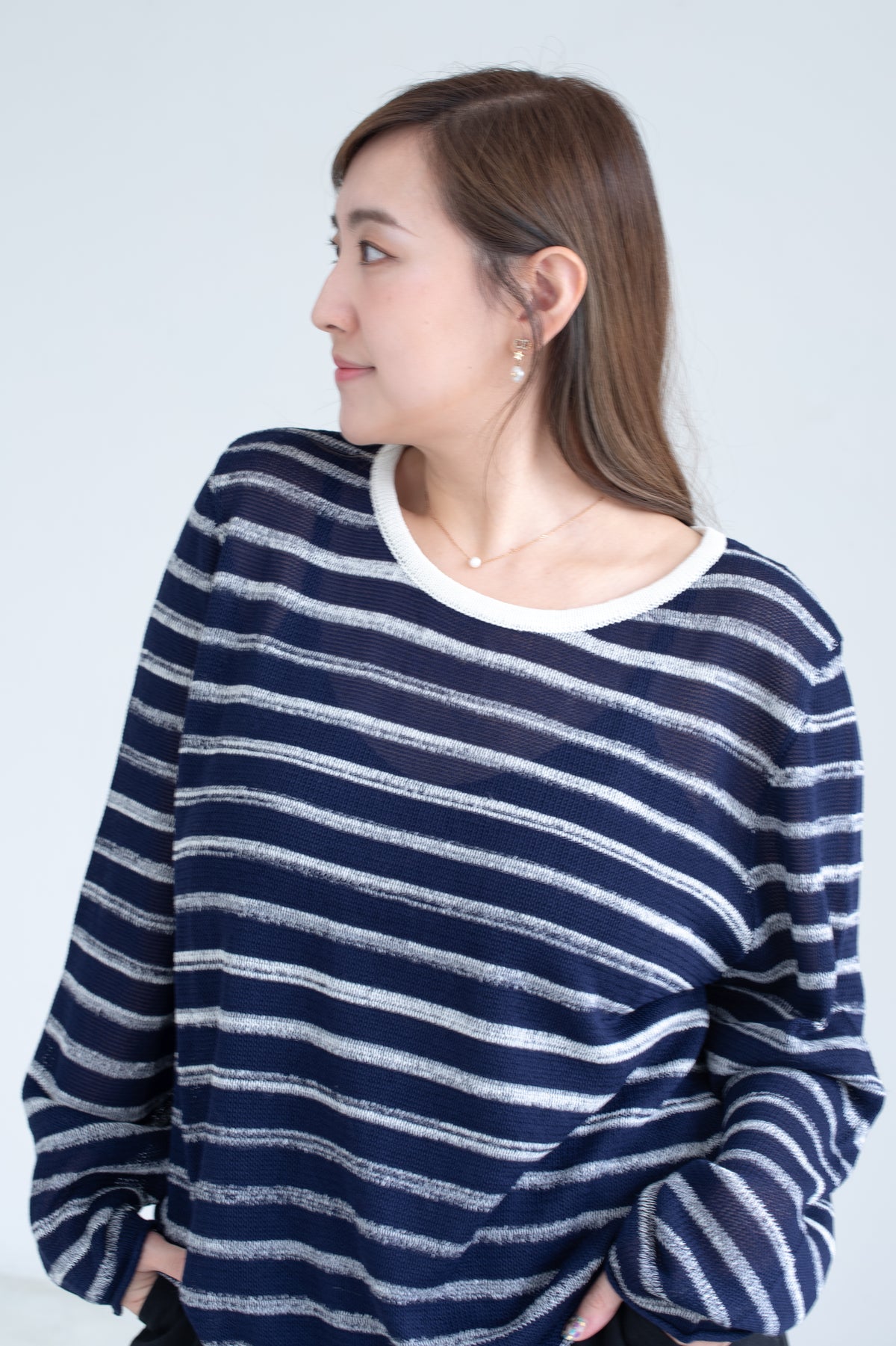 Sheer Striped Knit Top