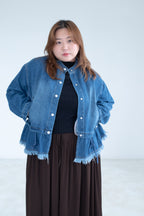Ruffle Detail Denim Jacket