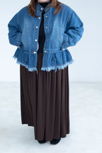 Ruffle Detail Denim Jacket