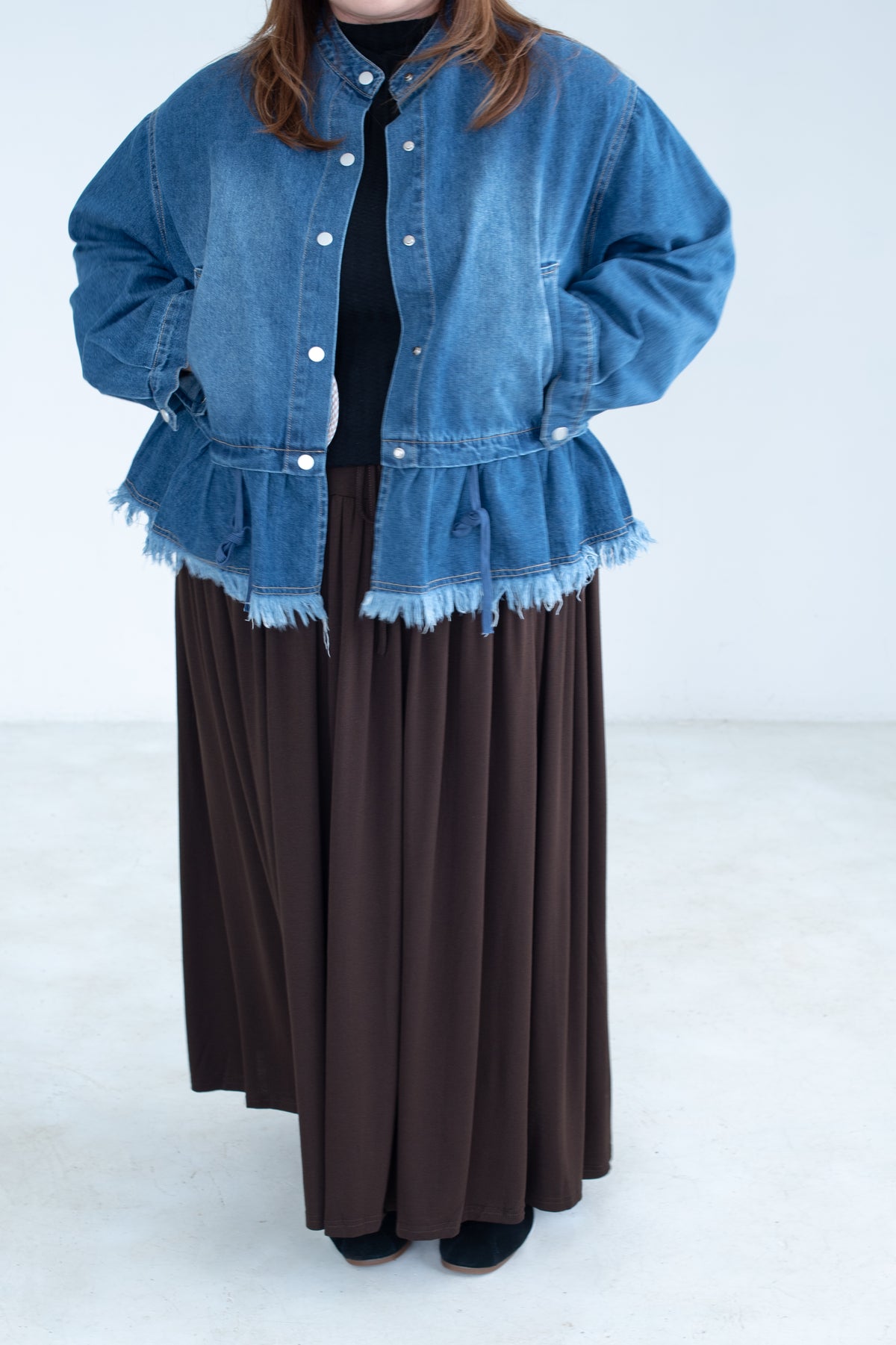 Ruffle Detail Denim Jacket