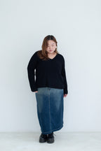 Gradient Denim Maxi Skirt