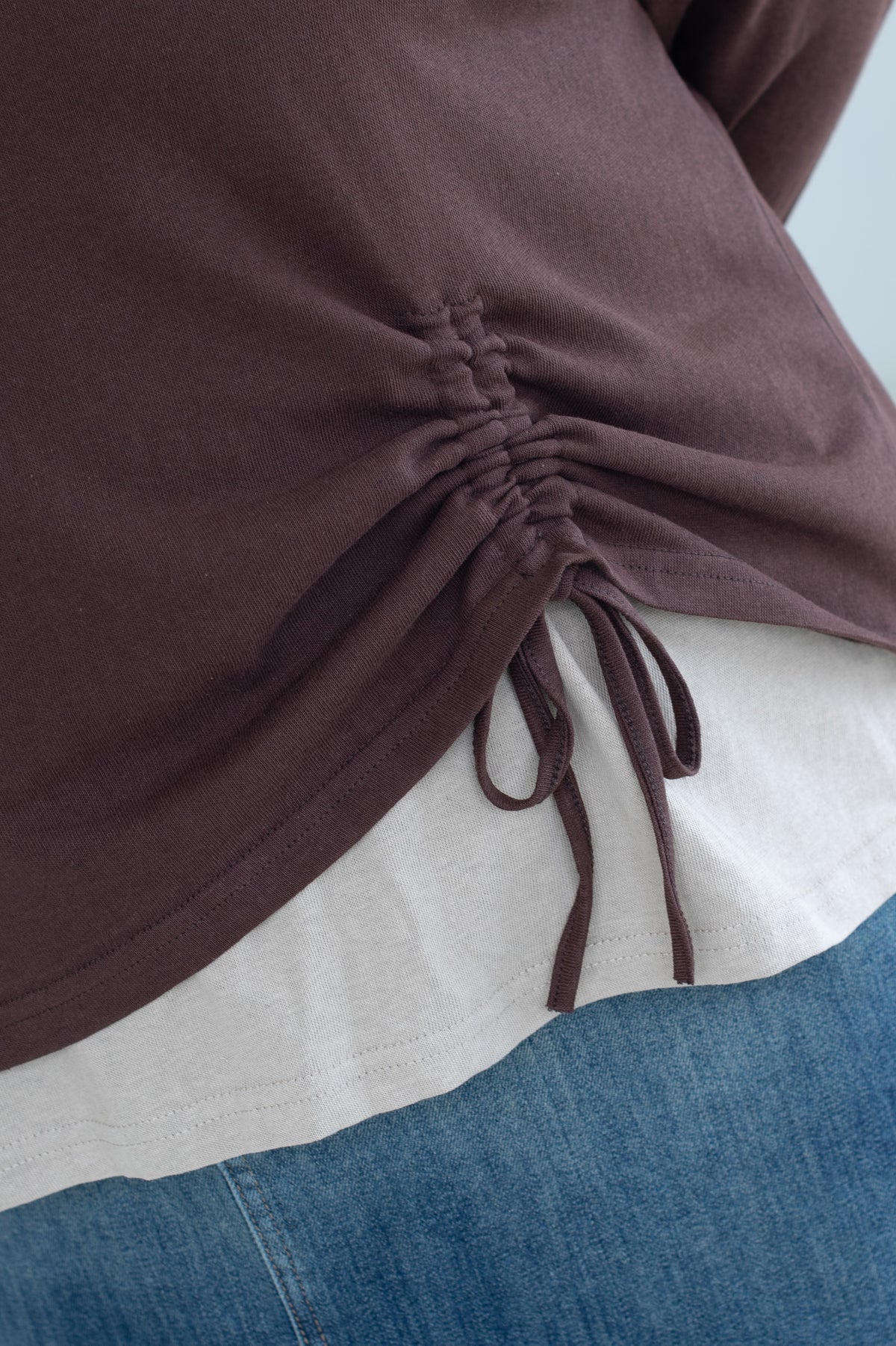 Layered Side Drawstring Top
