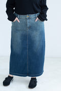 Gradient Denim Maxi Skirt