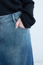 Gradient Denim Maxi Skirt