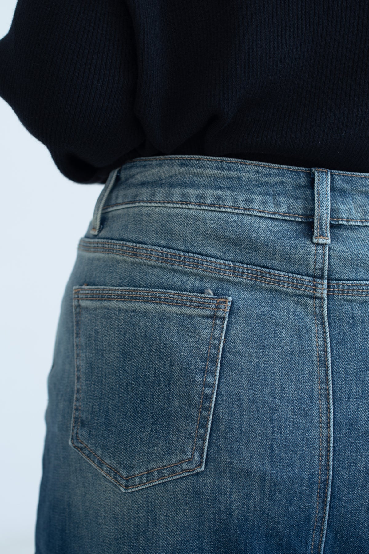 Gradient Denim Maxi Skirt