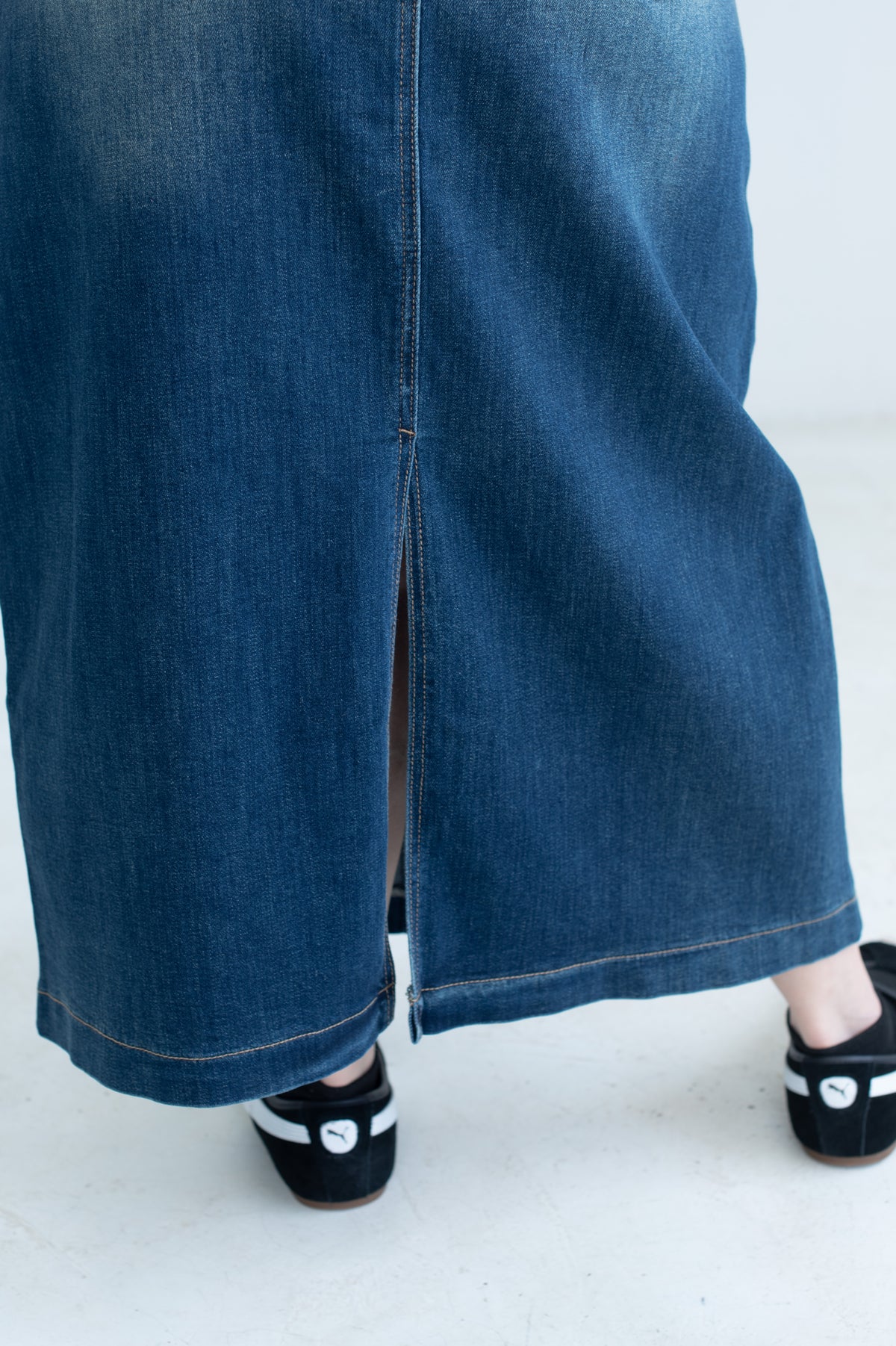 Gradient Denim Maxi Skirt