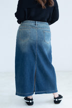 Gradient Denim Maxi Skirt