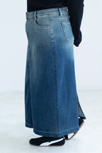 Gradient Denim Maxi Skirt