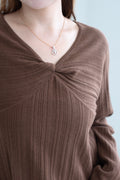 V-Neck Ribbed Twist Knit Top