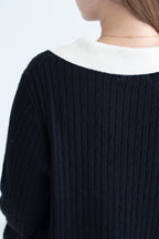 Contrast Collar Knit Top