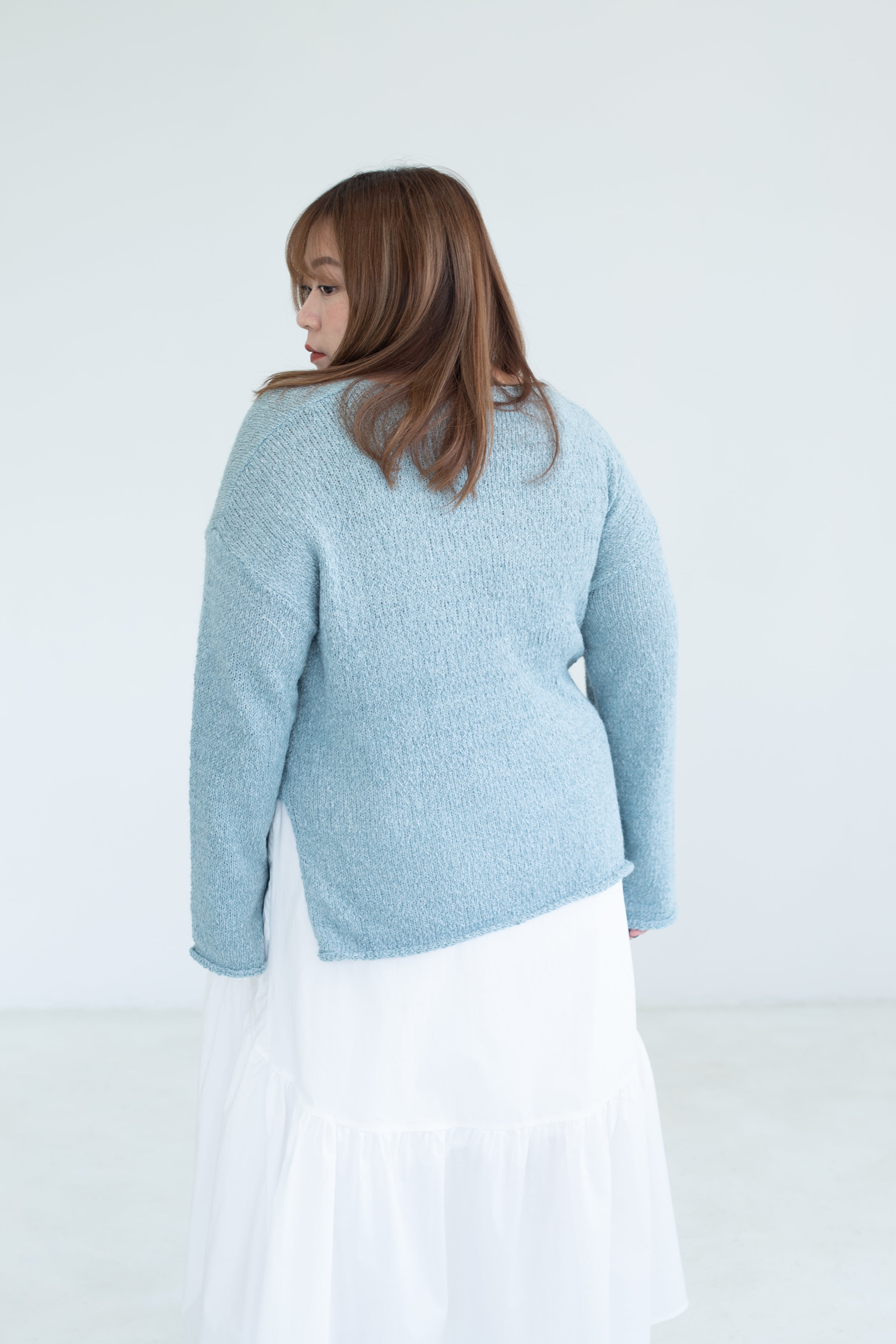 Oversized Round Neck Jumper In Sky Blue FCPlus