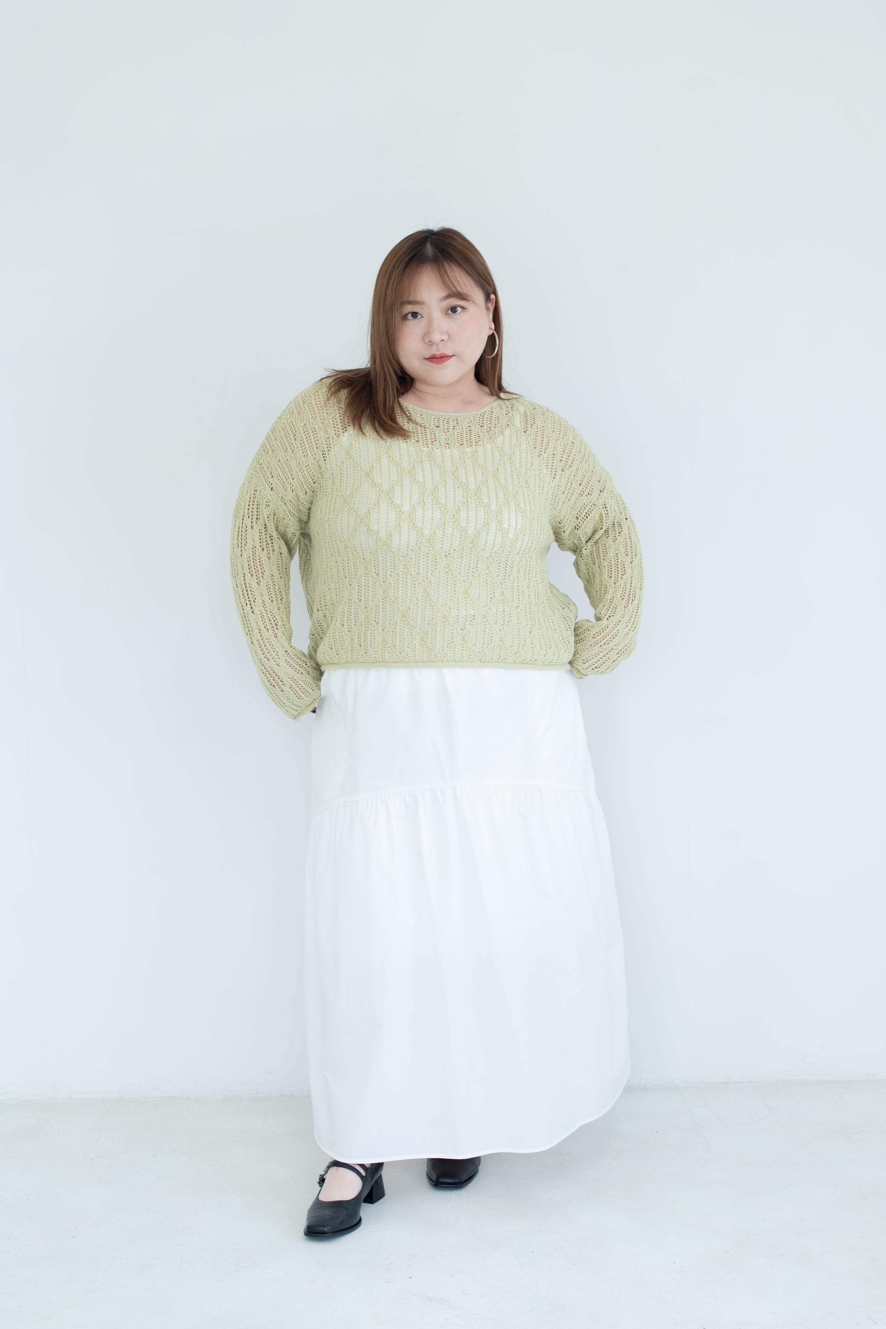 Mesh Jumper In Light Green FCPlus