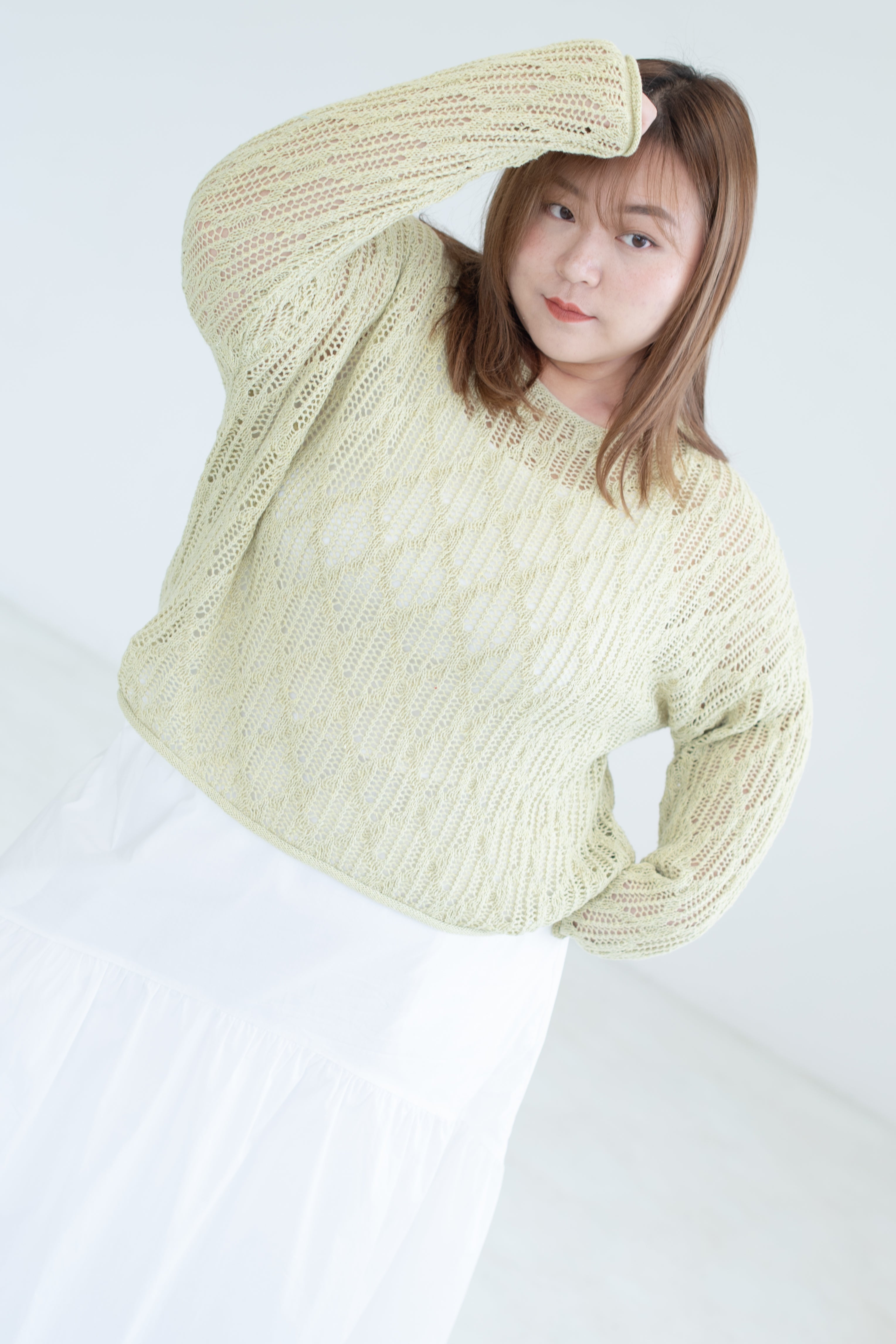 Mesh Jumper In Light Green FCPlus