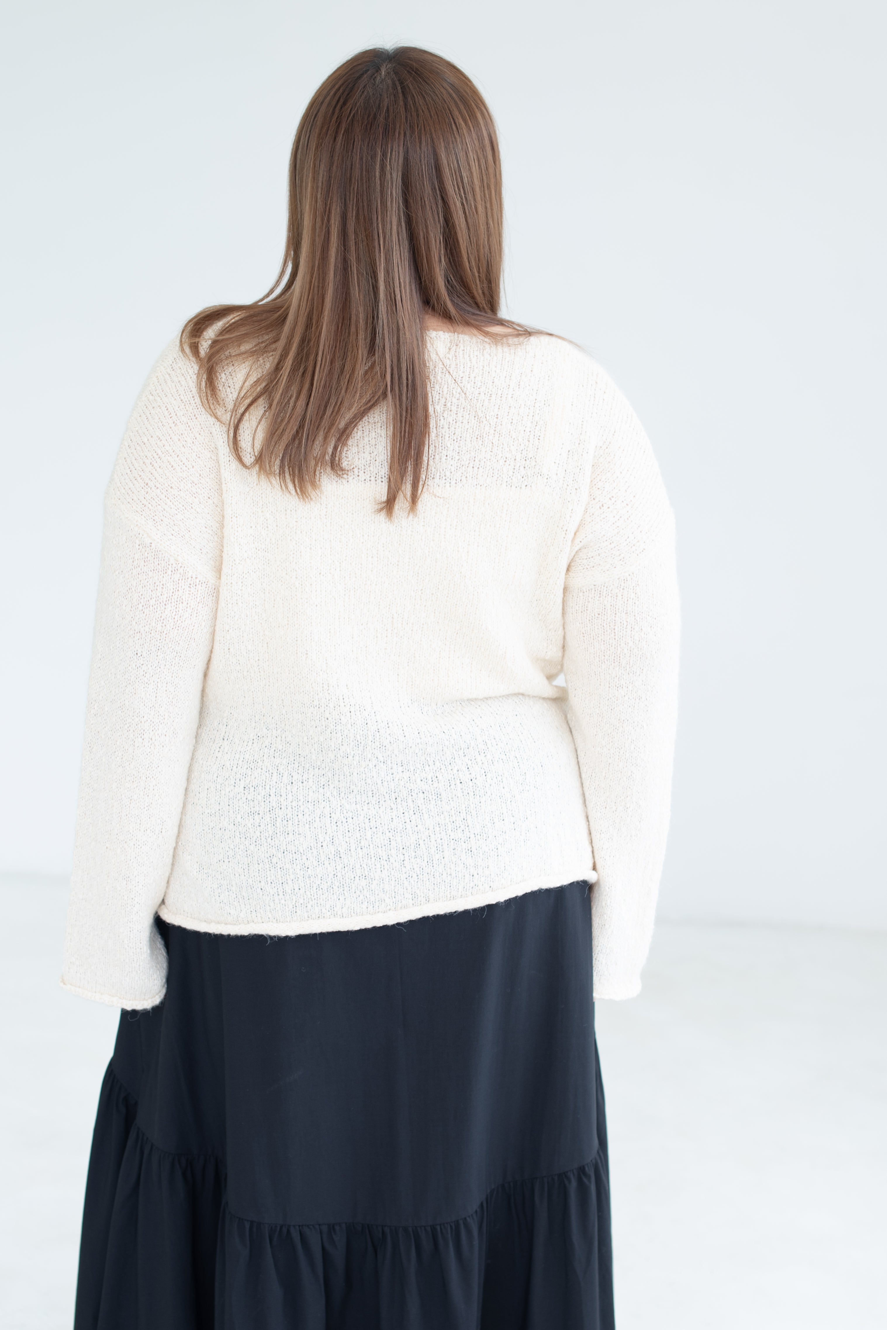 Oversized Round Neck Jumper In Beige FCPlus