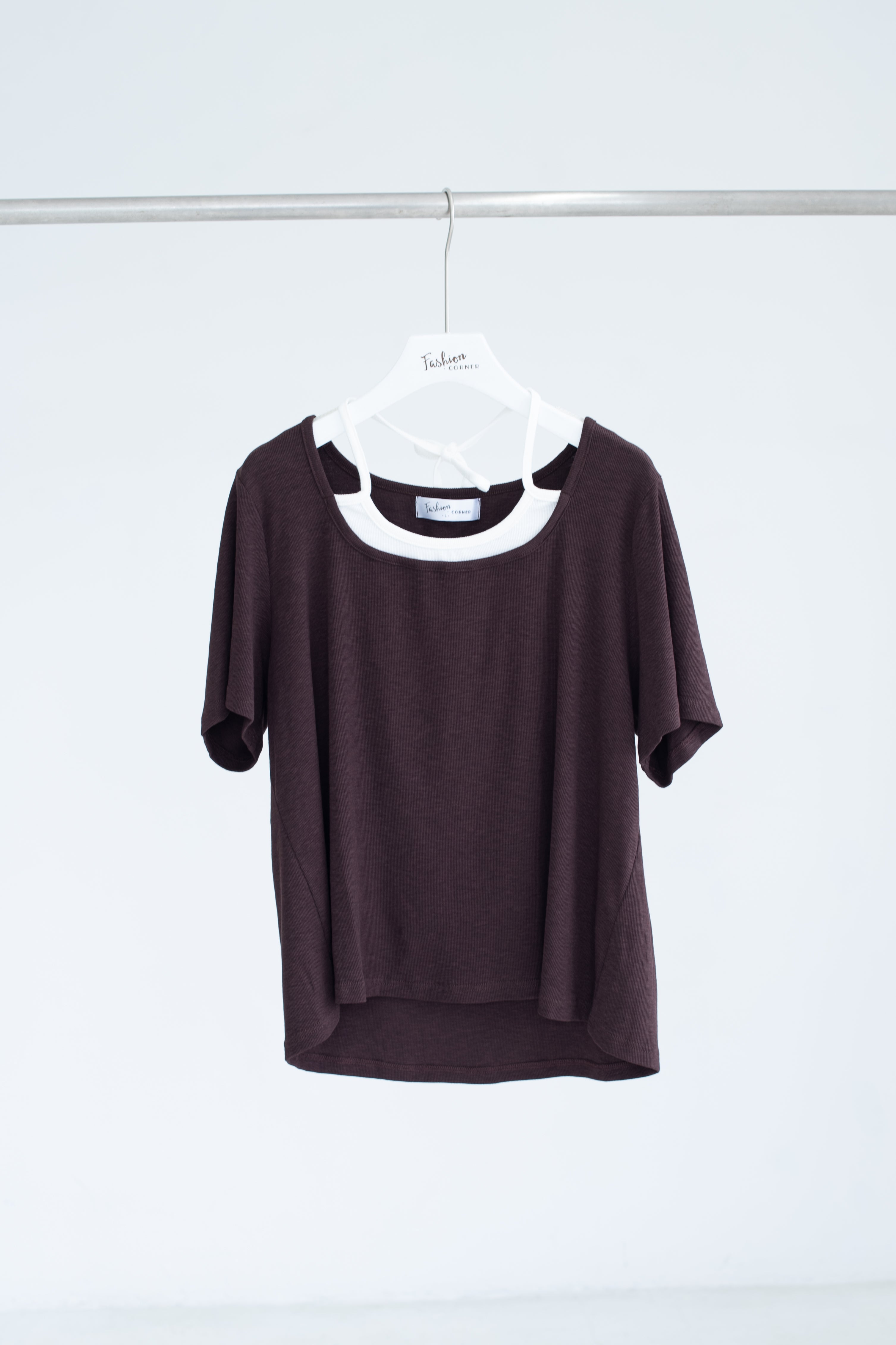 2 In 1 Halter Tie Top In Brown