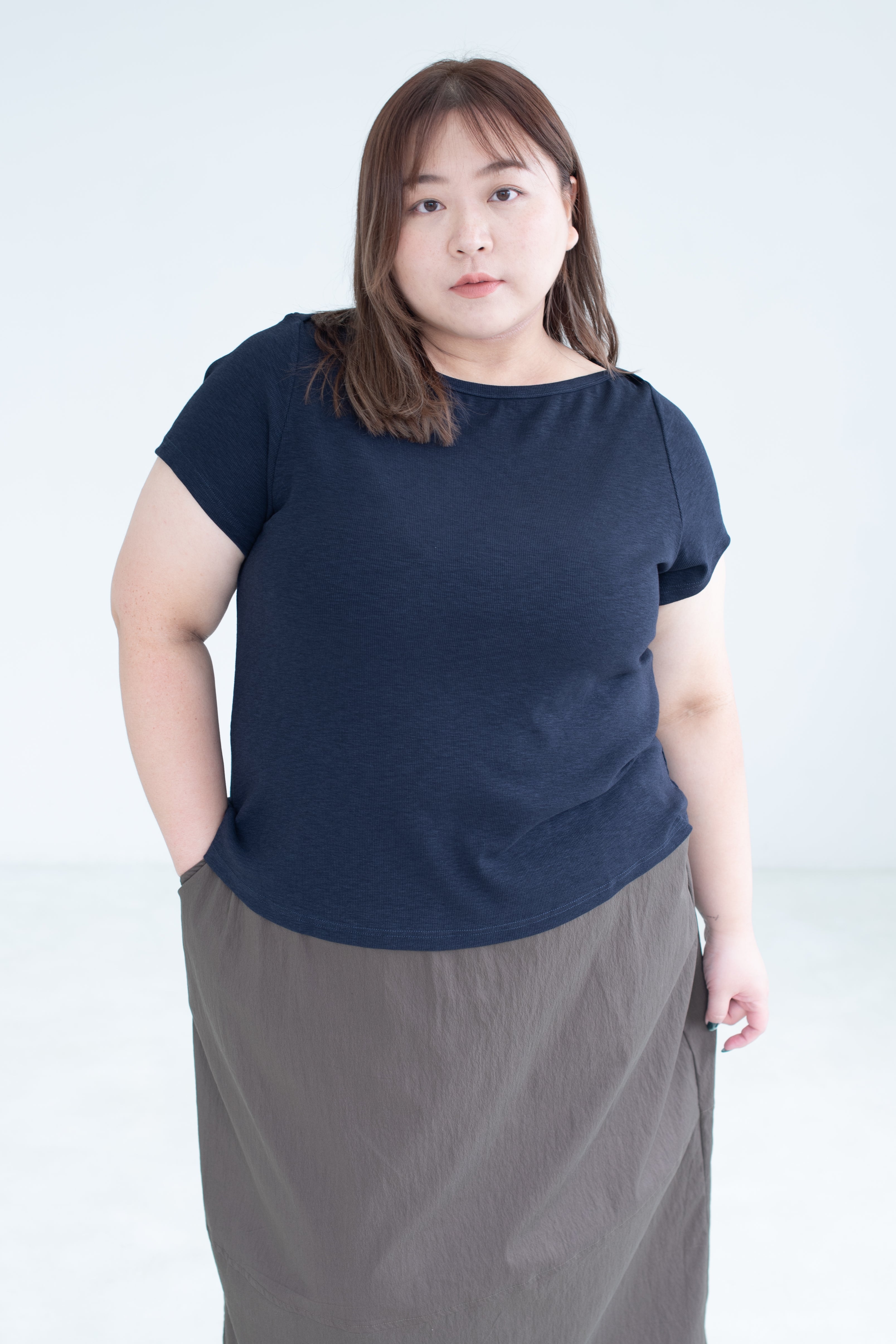 Boat Neck Top In Navy