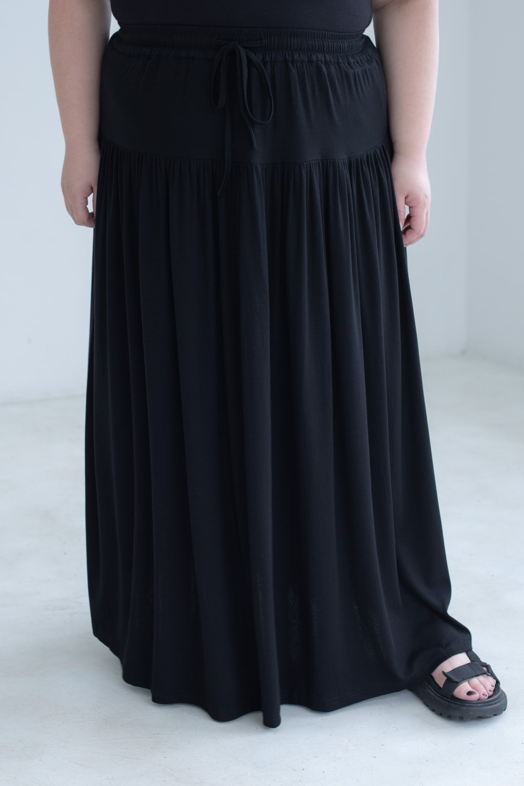 Draped A-Line Maxi Skirt