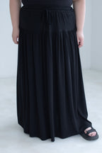 Draped A-Line Maxi Skirt