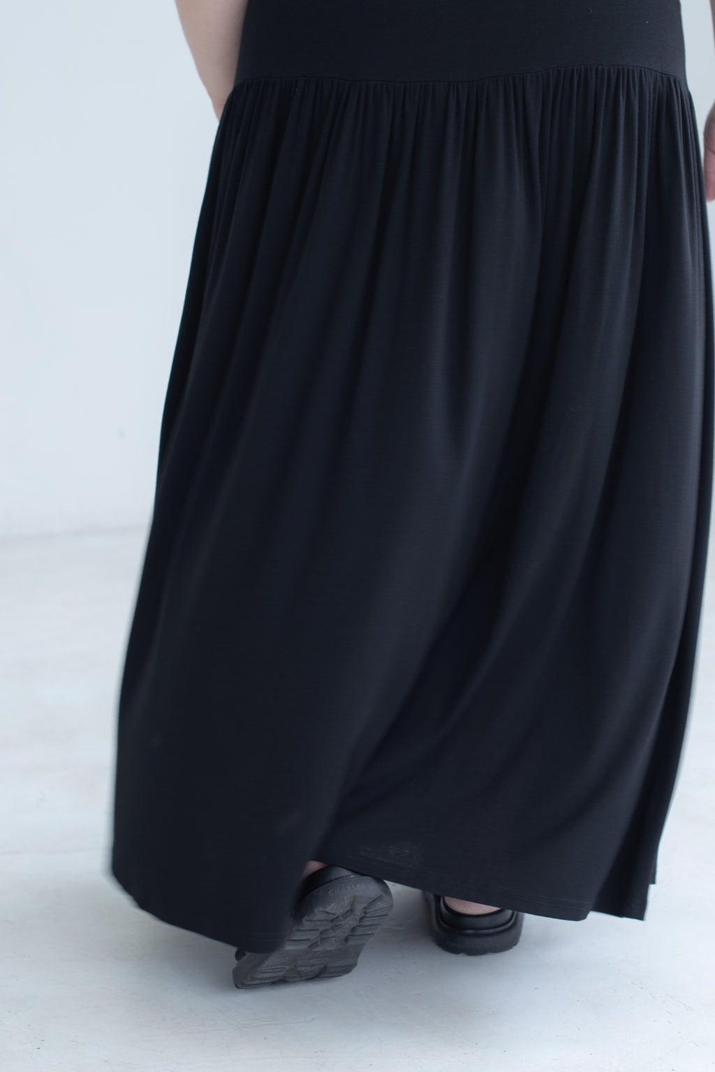 Draped A-Line Maxi Skirt