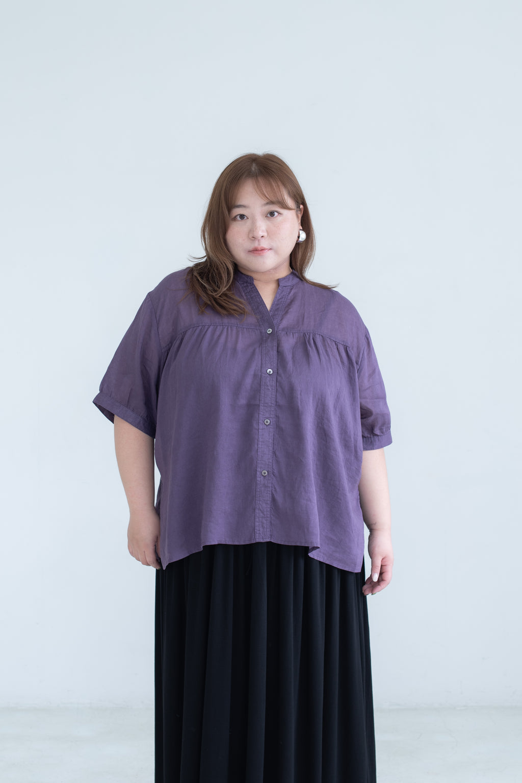 Linen Blend V-Neck Top