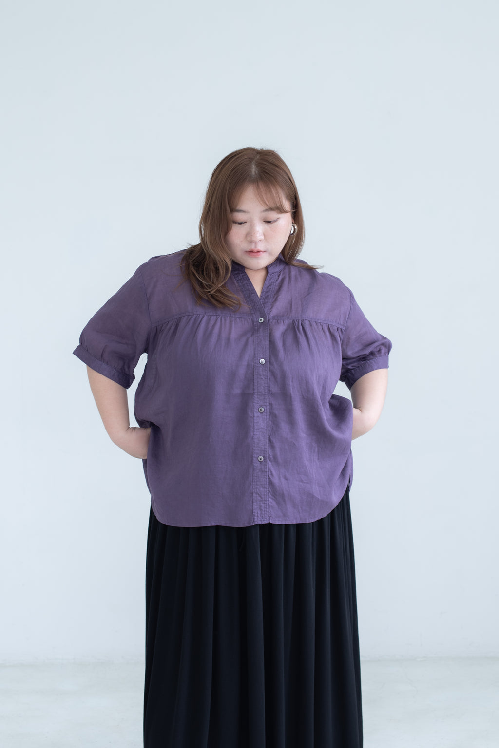 Linen Blend V-Neck Top