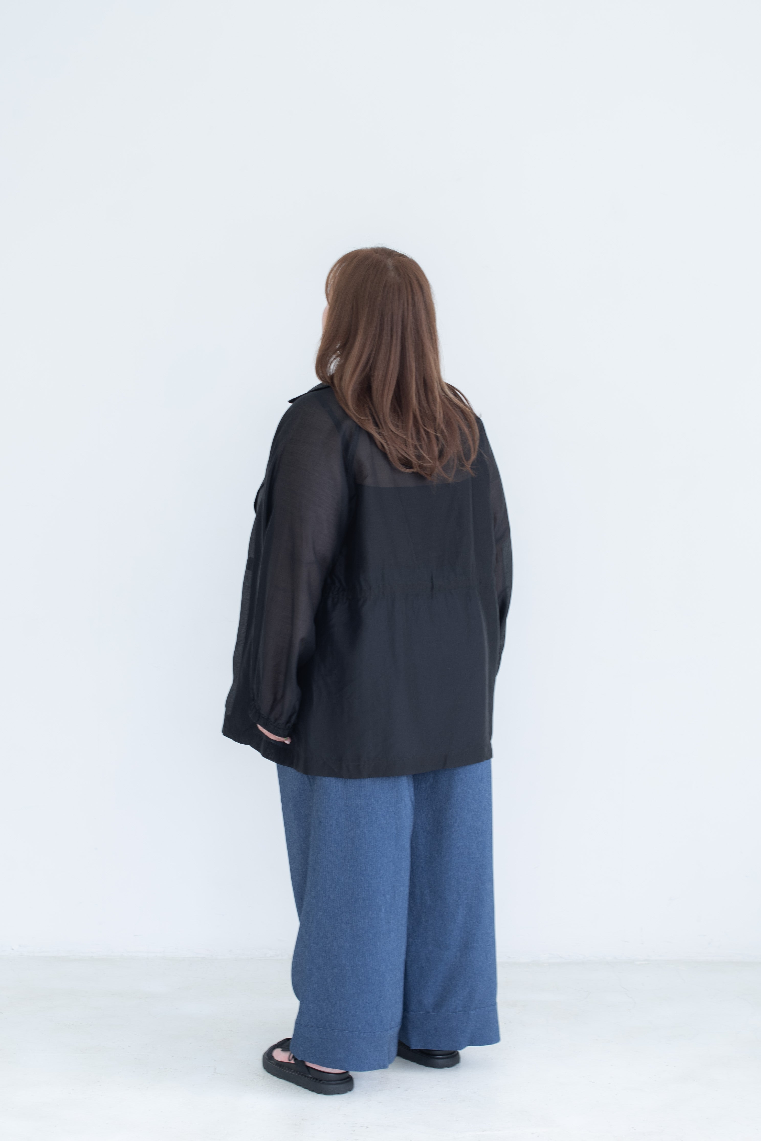 Sheer Drawstring Blazer Jacket