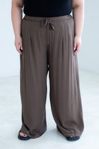 Linen-Look Wide Leg Trousers