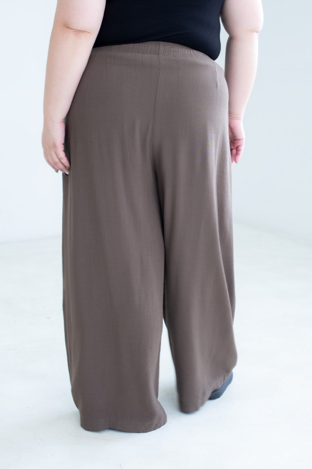 Linen-Look Wide Leg Trousers
