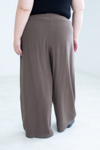 Linen-Look Wide Leg Trousers