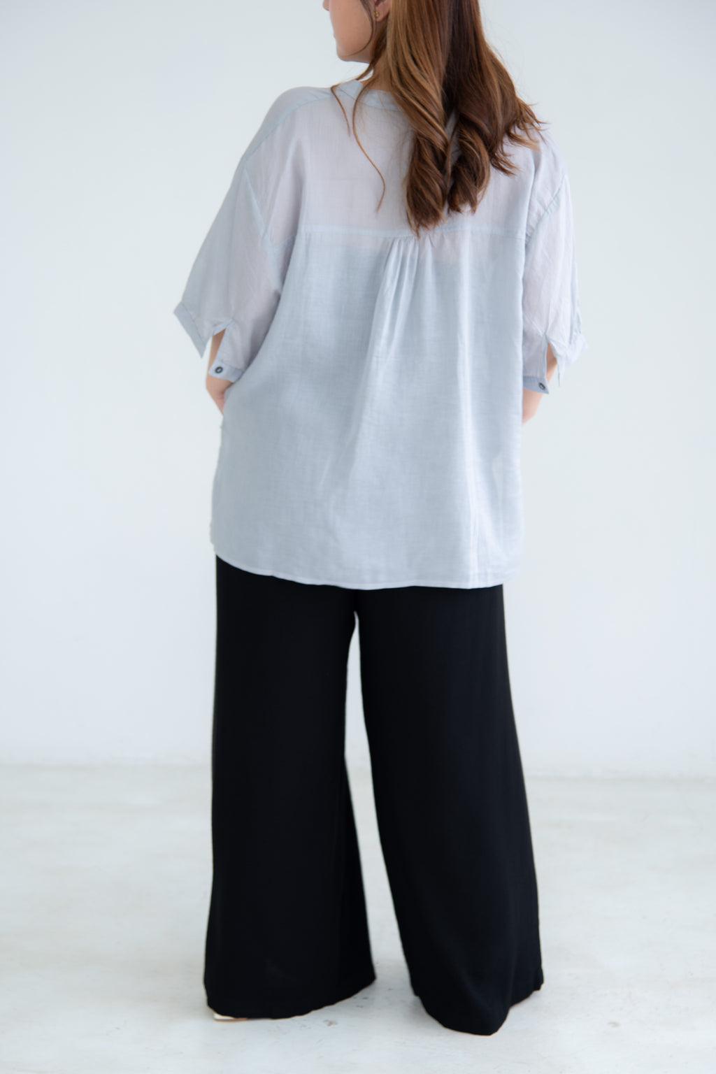Linen Blend V-Neck Top