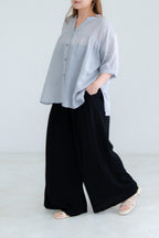 Linen Blend V-Neck Top