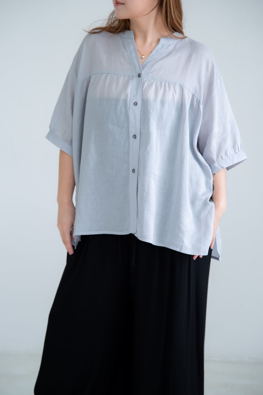 Linen Blend V-Neck Top