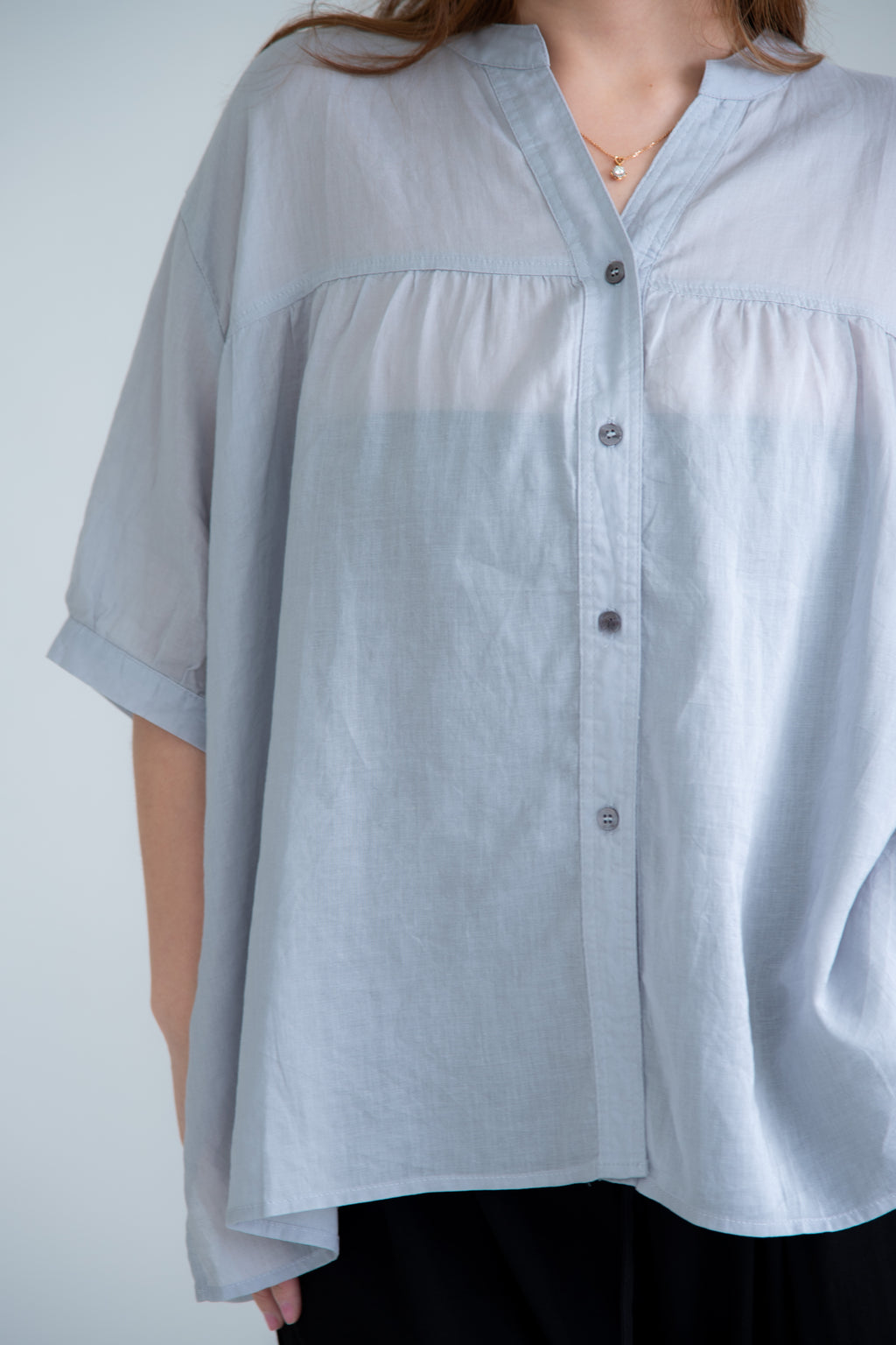 Linen Blend V-Neck Top