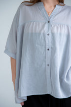 Linen Blend V-Neck Top