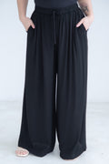 Linen-Look Wide Leg Trousers