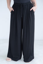 Linen-Look Wide Leg Trousers