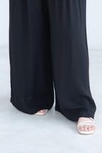Linen-Look Wide Leg Trousers