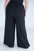 Linen-Look Wide Leg Trousers