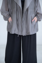 Sheer Drawstring Blazer Jacket