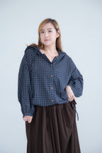 Hooded Check Cropped Jacket