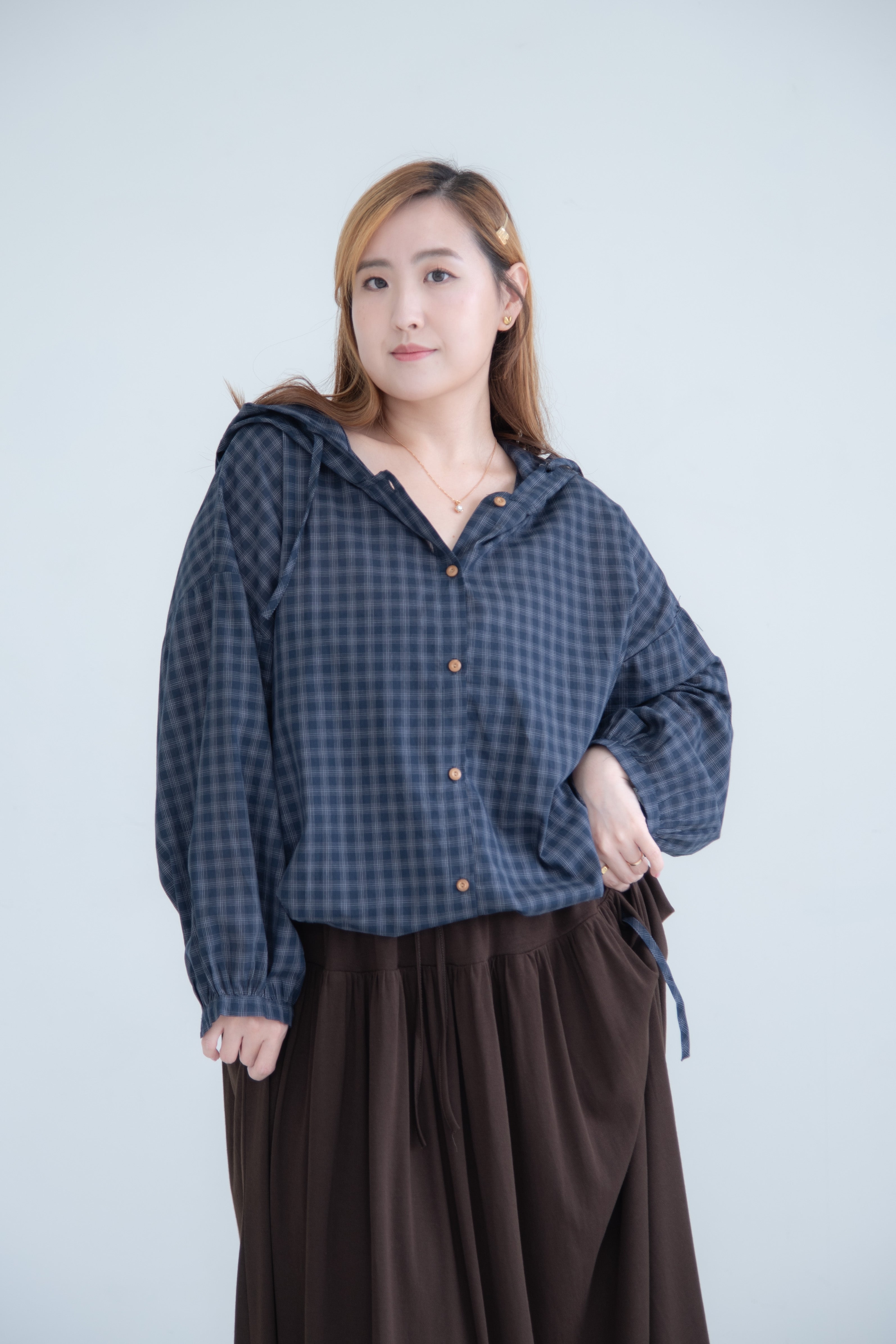 Hooded Check Cropped Jacket