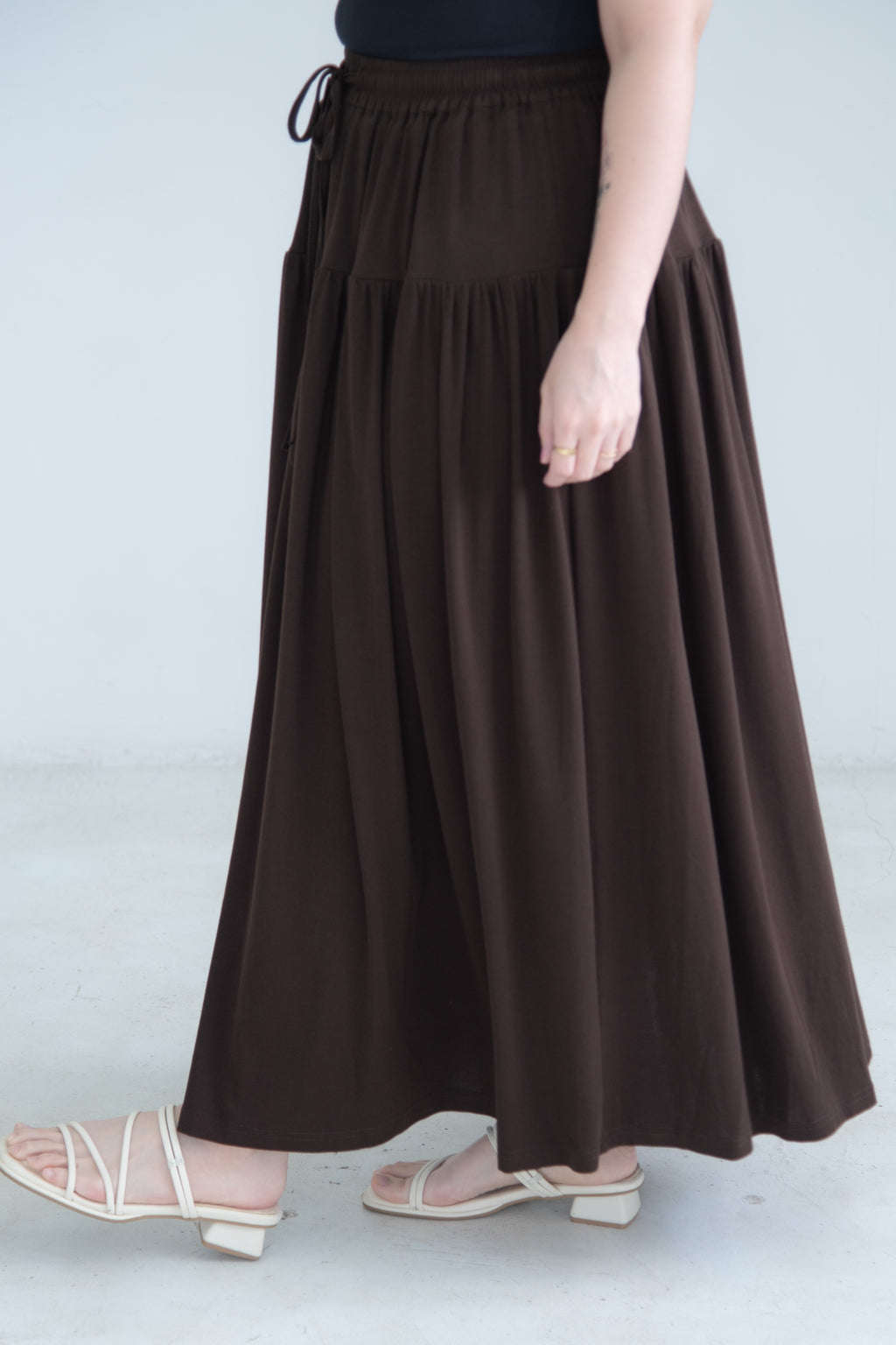 Draped A-Line Maxi Skirt