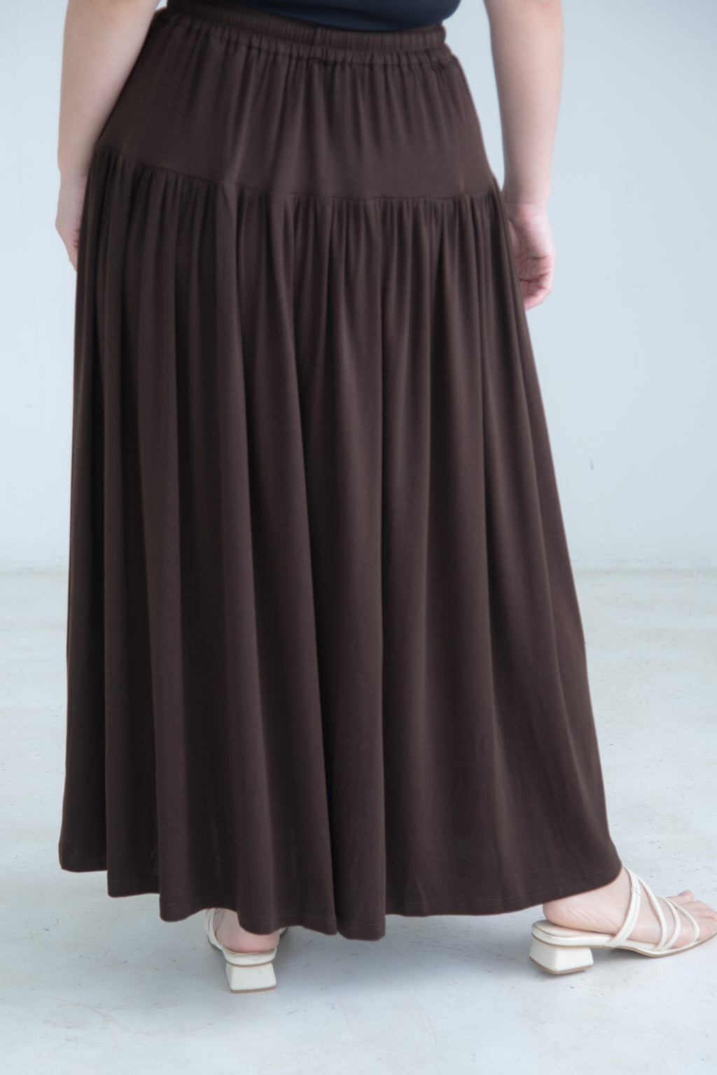 Draped A-Line Maxi Skirt