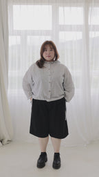 Hooded Check Cropped Jacket